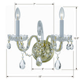 Traditional Crystal 15'' Sconce - Dimensions Diagram (1032-PB-CL-SAQ)