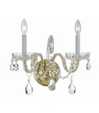 Traditional Crystal 15'' Sconce in Polished Brass - Front View (1032-PB-CL-SAQ)