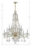 Traditional Crystal 42'' Chandelier - Dimensions Diagram (1114-PB-CL-MWP)