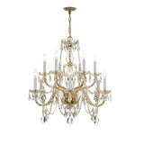 Traditional Crystal 31'' Chandelier in Polished Brass - Front View (1135-PB-CL-I)