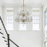 Traditional Crystal 26.5'' Chandelier in Polished Brass - Lifestyle View (1137-PB-CL-SAQ)