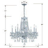Traditional Crystal 26'' Chandelier - Dimensions Diagram (1138-CH-CL-S)