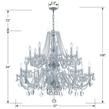Traditional Crystal 37'' Chandelier - Dimensions Diagram (1139-CH-CL-SAQ)