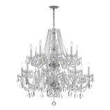 Traditional Crystal 37'' Chandelier in Polished Chrome - Front View (1139-CH-CL-SAQ)