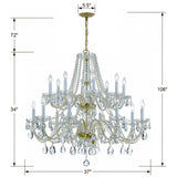 Traditional Crystal 37'' Chandelier - Dimensions Diagram (1139-PB-CL-SAQ)