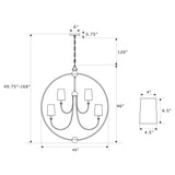 Sylvan 40'' Chandelier - Dimensions Diagram (2246-PN)