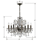 Butler 25.5'' Chandelier - Dimensions Diagram (3028-EB-CL-S)