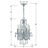 Imperial 12'' Chandelier - Dimensions Diagram (3224-CH-CL-I)