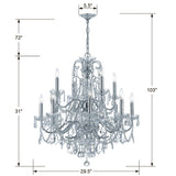 Imperial 29.5'' Chandelier - Dimensions Diagram (3228-CH-CL-SAQ)