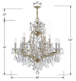 Maria Theresa 28'' Chandelier - Dimensions Diagram (4412-GD-CL-SAQ)