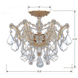 Maria Theresa 13.5'' Semi Flush Mount - Dimensions Diagram (4430-GD-CL-SAQ)