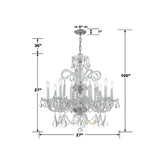 Traditional Crystal 27'' Chandelier - Dimensions Diagram (5008-CH-CL-MWP)