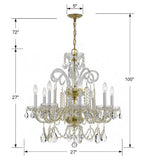 Traditional Crystal 27'' Chandelier - Dimensions Diagram (5008-PB-CL-MWP)