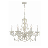 Paris Market 28'' Chandelier in Antique White - Front View (5026-AW-CL-SAQ)