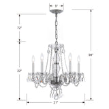 Traditional Crystal 21'' Chandelier - Dimensions Diagram (5085-CH-CL-SAQ)