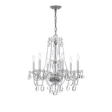 Traditional Crystal 23'' Chandelier in Polished Chrome - Front View (5086-CH-CL-SAQ)