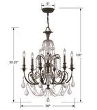Regis 26" Chandelier - Dimensions Diagram (5116-EB-CL-MWP)