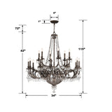 Vanderbilt 44'' Chandelier - Dimensions Diagram (5169-EB-CL-MWP)