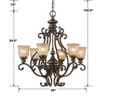Norwalk 28'' Chandelier - Dimensions Diagram (7416-BU)