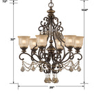 Norwalk 28'' Chandelier - Dimensions Diagram (7516-BU-GT-MWP)