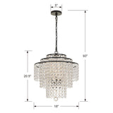 Arielle 18'' Chandelier - Dimensions Diagram (ARI-304-DB-CL-MWP)