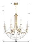 Delilah 31.5'' Chandelier - Dimensions Diagram (DEL-90808-AG)