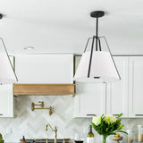 Everly 20" Pendant in Black - Lifestyle View (ED0241104BK)