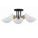 Gigi 22.75'' Semi Flush Mount in Black - Aged Brass - Front View (GIG-810-BK-AG)